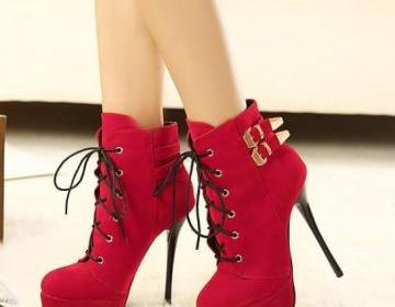 red platform heels boots
